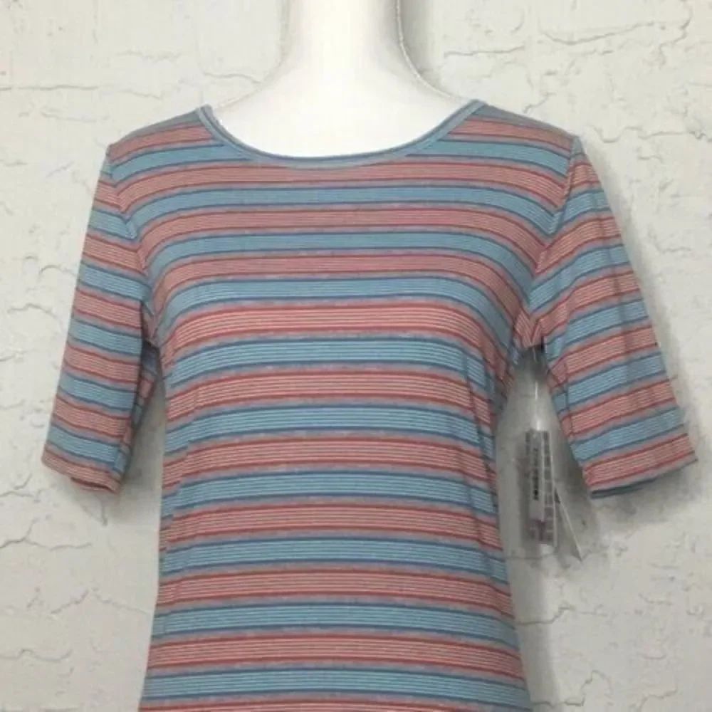 Lularoe GIGI Womens Medium Blue and Red Striped Top